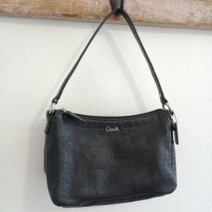 Coach Black Leather Soho Purse Shoulder Bag with Purple Lining